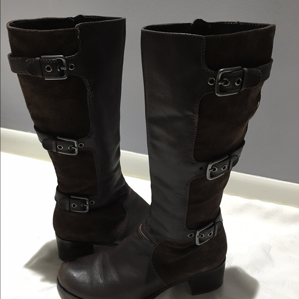 Ecco Brown Suede & Leather tall Boot Sz 8
