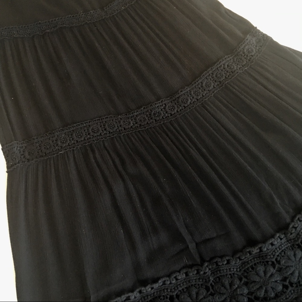 BLACK Boho Maxi  Crochet Knit Tiers Dress - Picture 4 of 4
