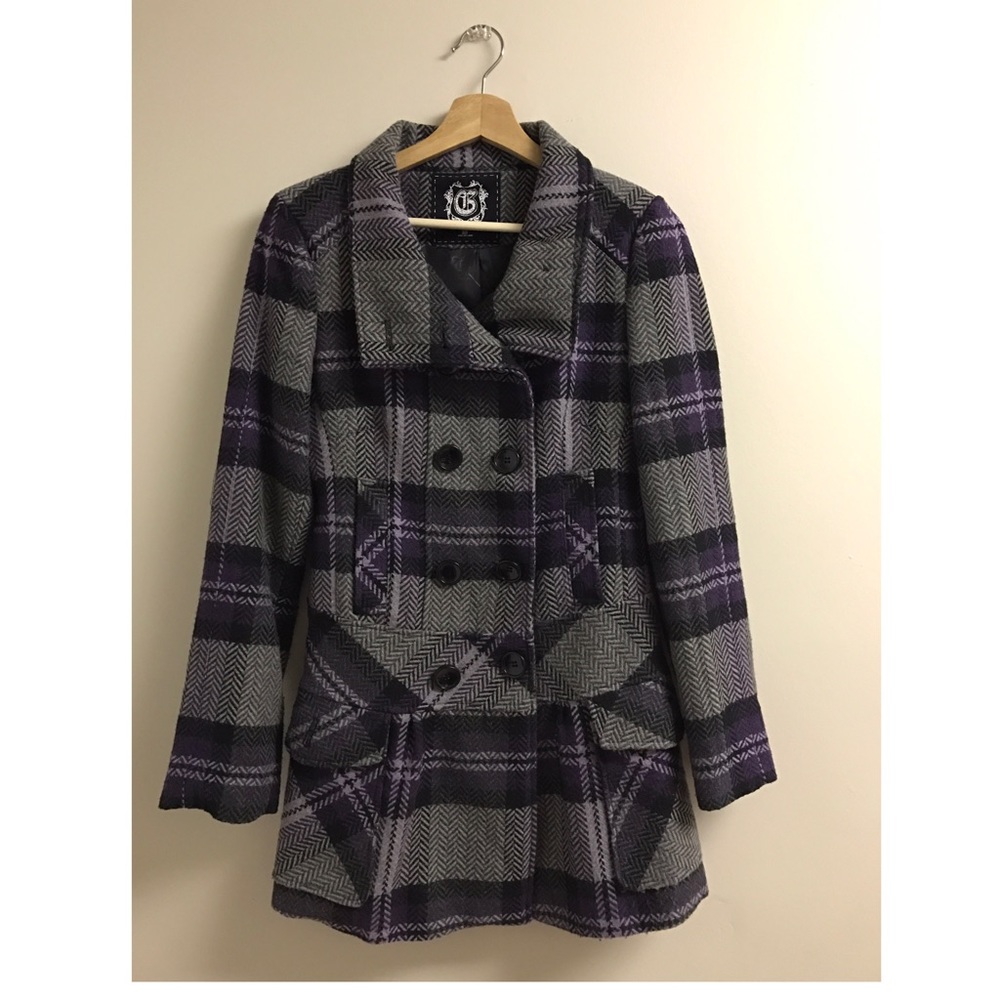 G BY GUESS plaid peacoat