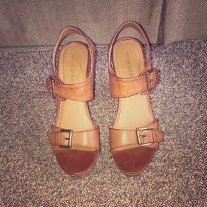 Tan wedge sandals