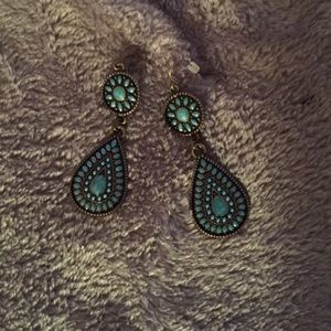 Teal Dangly Earrings