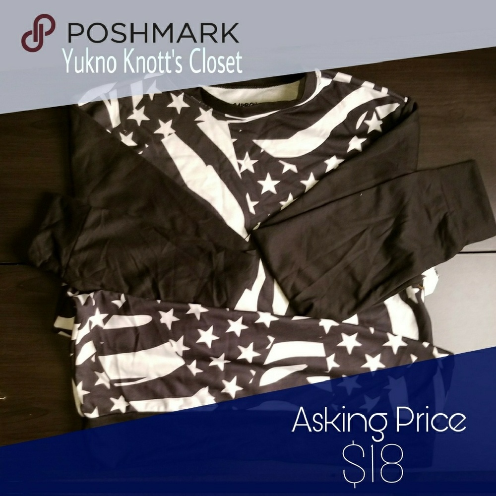Black/White Stars and Stripes Long Sleeve Tee