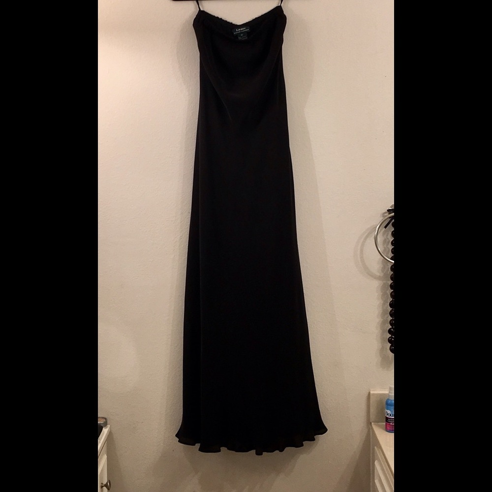 Black silk strapless dress