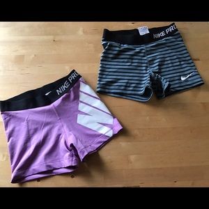 Lot of 2 Pairs Nike Pro Shorts M