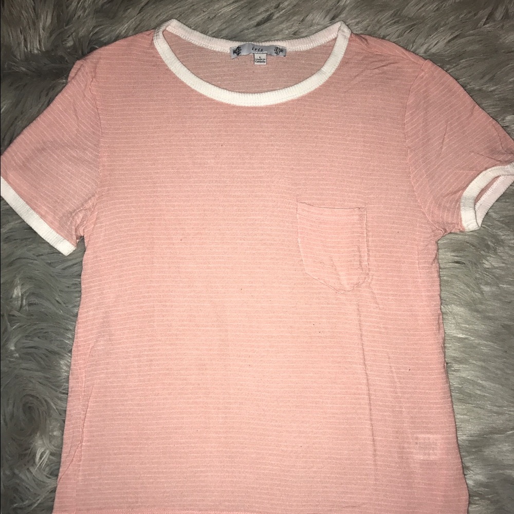 Iris soft T shirt pink and white stripes