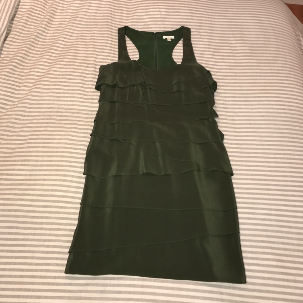 Shoshanna racerback ruffle shift dress