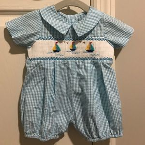 Smocked sailboat outfit *wrinkled make offer!
