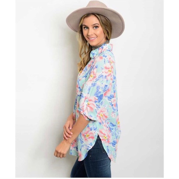 LAST ❣️Floral Button Down Long Sleeve Top - Picture 2 of 2