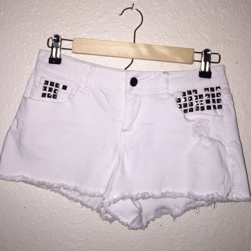 White denim cut off shorts