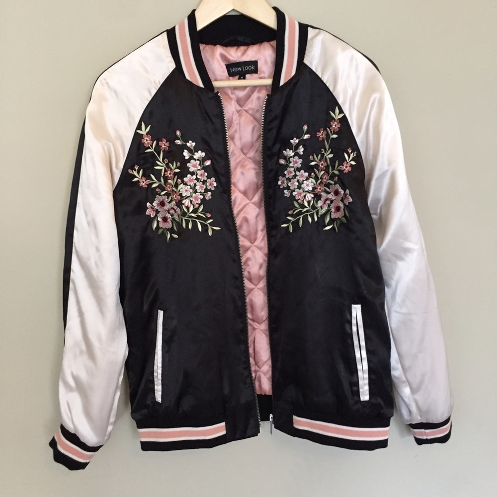 Satin Embroidered bomber jacket