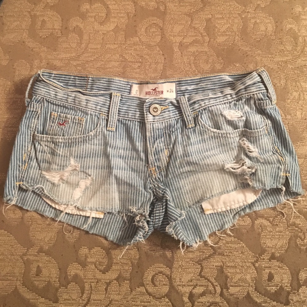 Hollister pinstriped shorts.
