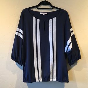 LOFT silky navy stripe top