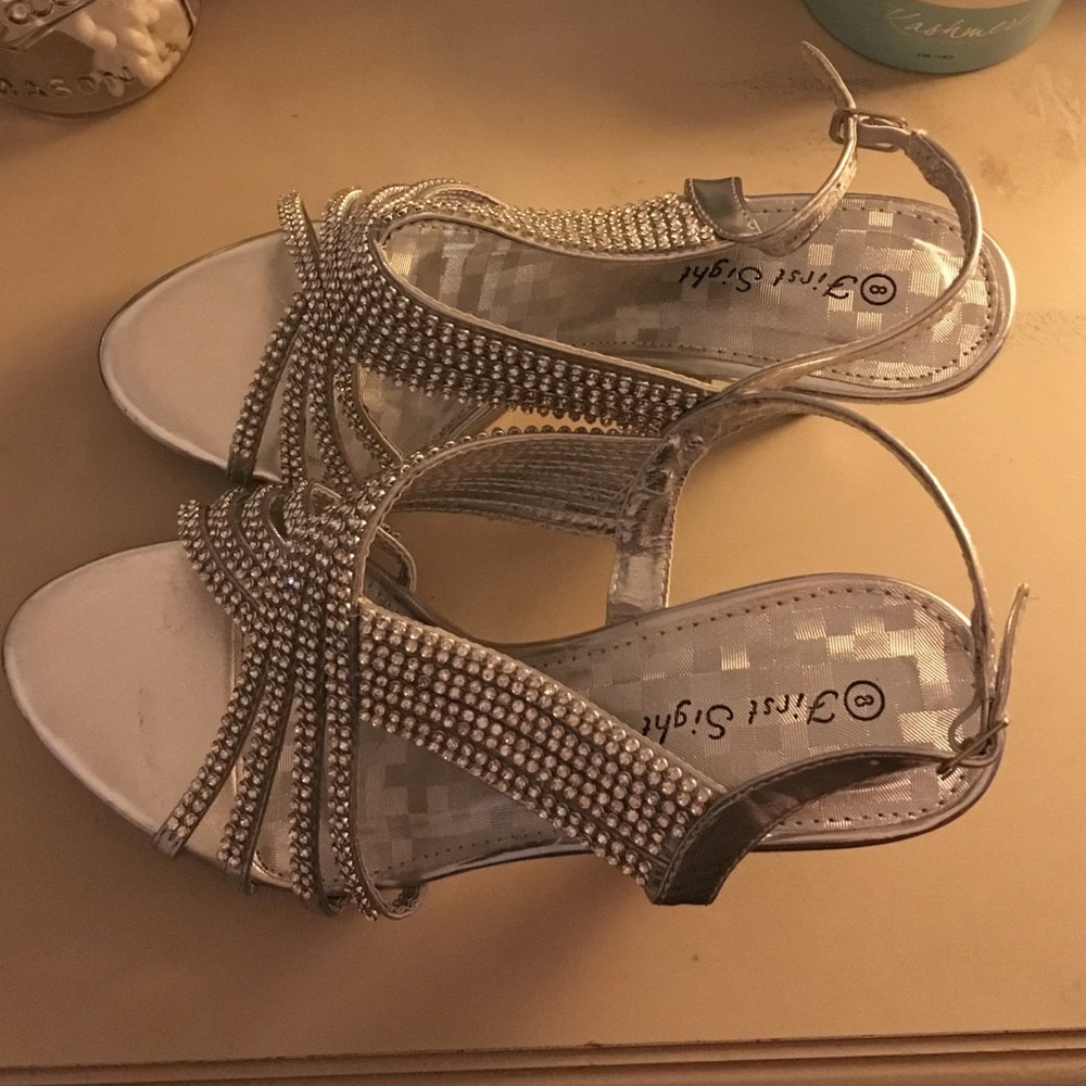Silver strap heels