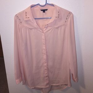 Studded collar pink blouse
