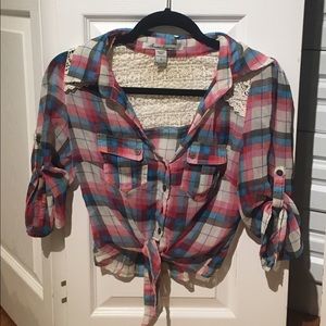 American Rag Cropped Flannel Top