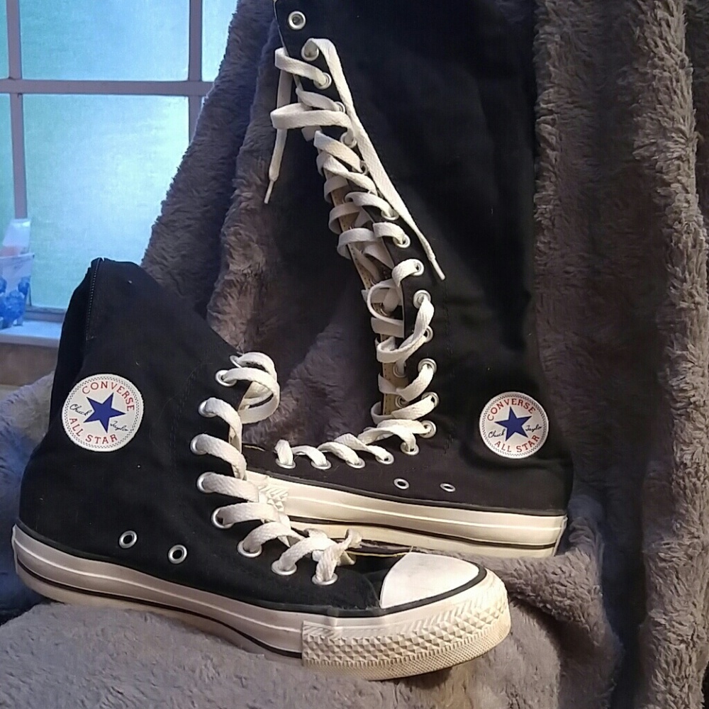 Black knee high converse sneakers