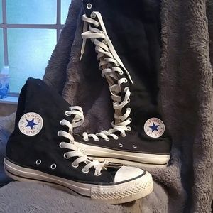 Black knee high converse sneakers
