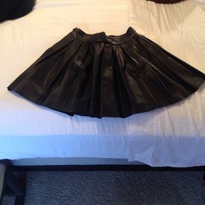 Alice + Olivia Leather Pleated Skirt