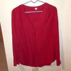 Red button down blouse