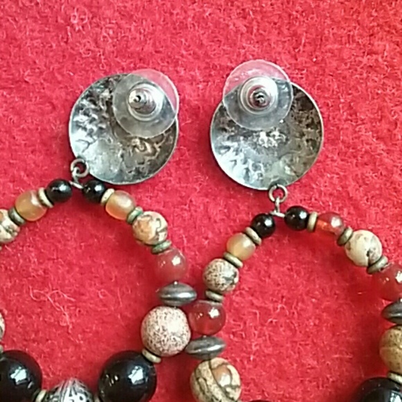 Jewelry - Vintage Southwest Hoop Earrings W/Stone Beads Jewelry - Vintage Southwest Hoop Earrings W/Stone Beads