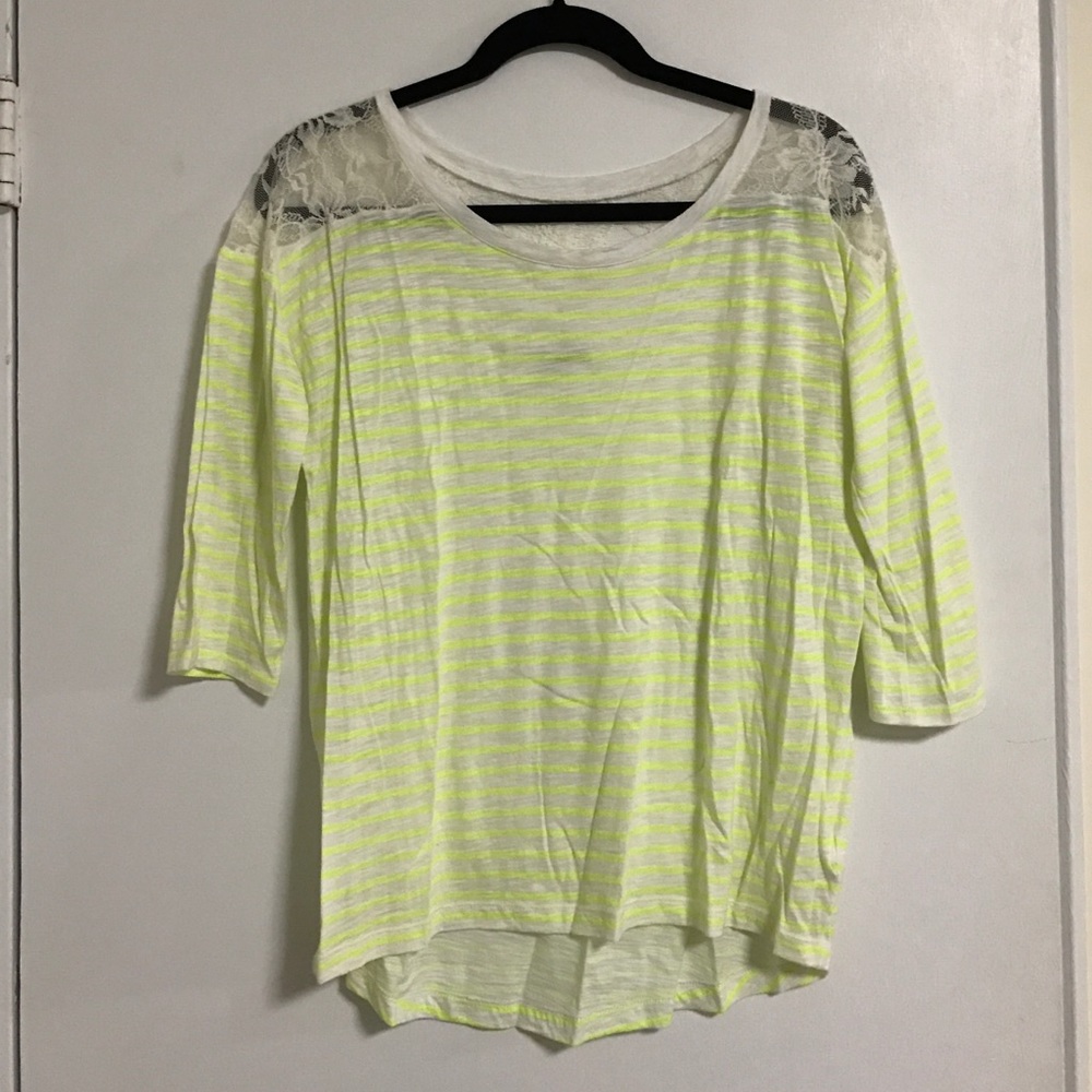 Neon Striped Top with Lace