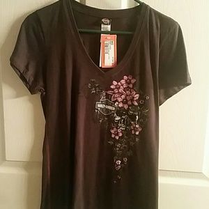 Harley Davidison shirt with skull and flowers
