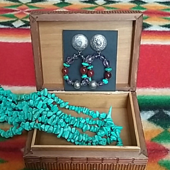 Jewelry - Earrings, Southwest Style, Hoops With Stones Jewelry - Earrings, Southwest Style, Hoops With Stones