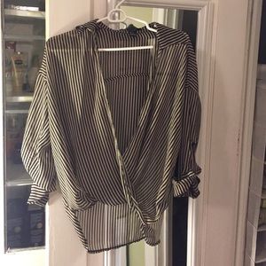 Tan and black striped shirt