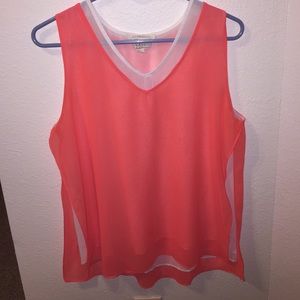 Tank top, orange and white, sheer