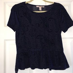 Flowey velvet peplum shirt