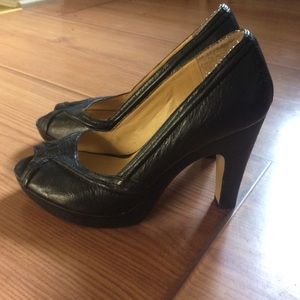 Nine West black leather heels