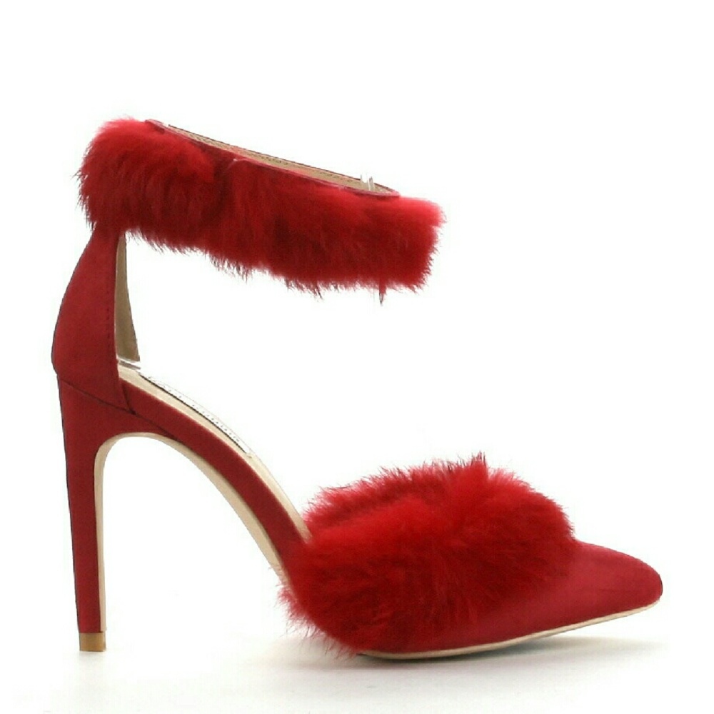Red Fur Pumps - Picture 2 of 3