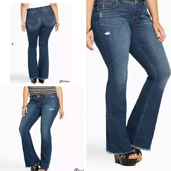 Torrid Plus Size Frayed Flare Jeans 