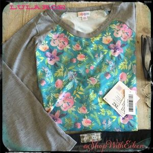  LulaRoe GRAY TURQUOISE CEVRON FLORAL RANDY T LulaRoe GRAY TURQUOISE CEVRON FLORAL RANDY T