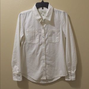 Lucky brand White western blouse w/ tan stitching