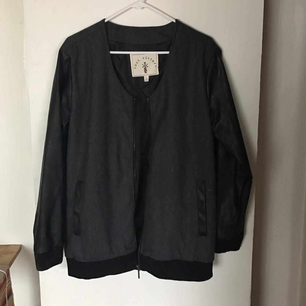 Knot Sisters Grey and Black Bomber Jacket
