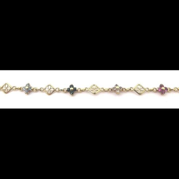 14k Yellow Gold Multi Color Stones Bracelet