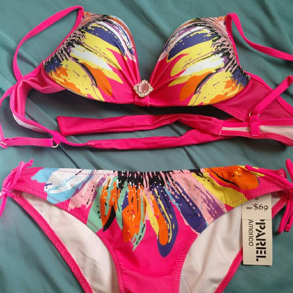 Pink feather bathing suit