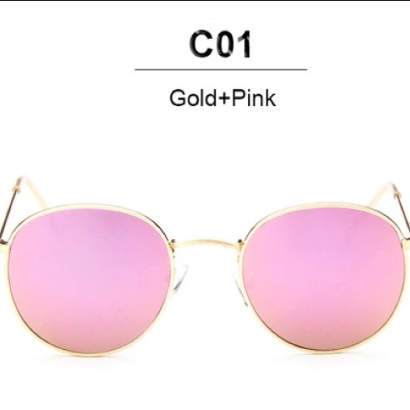 LAST 1💎Rosegold pink mirrored round sunglasses - Picture 2 of 3