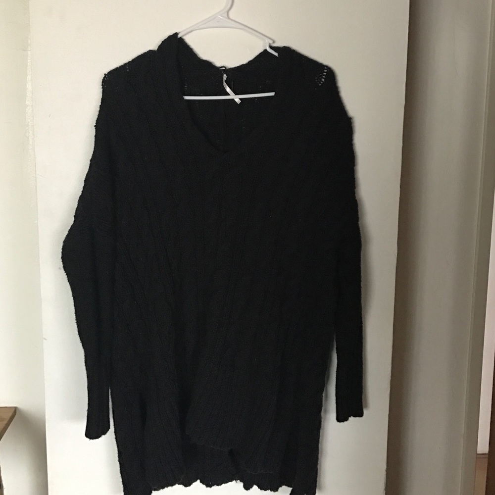 Black Cable Knit Free People Sweater