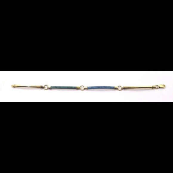 18k Yellow Gold Women's Bracelet With Blue Enamel