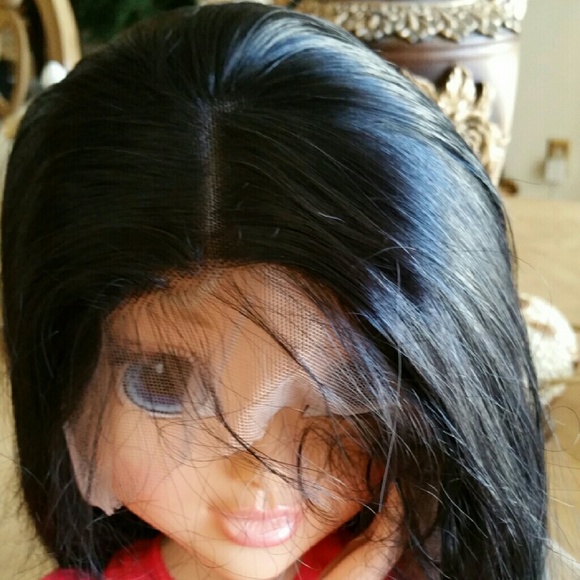 Ombre Black Gray Straight Lace Front Wig 24-28 inc main image 4