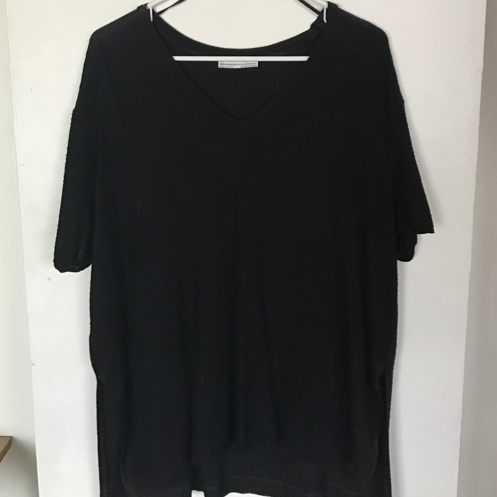 Zara Black V Nevk oversized t shirt