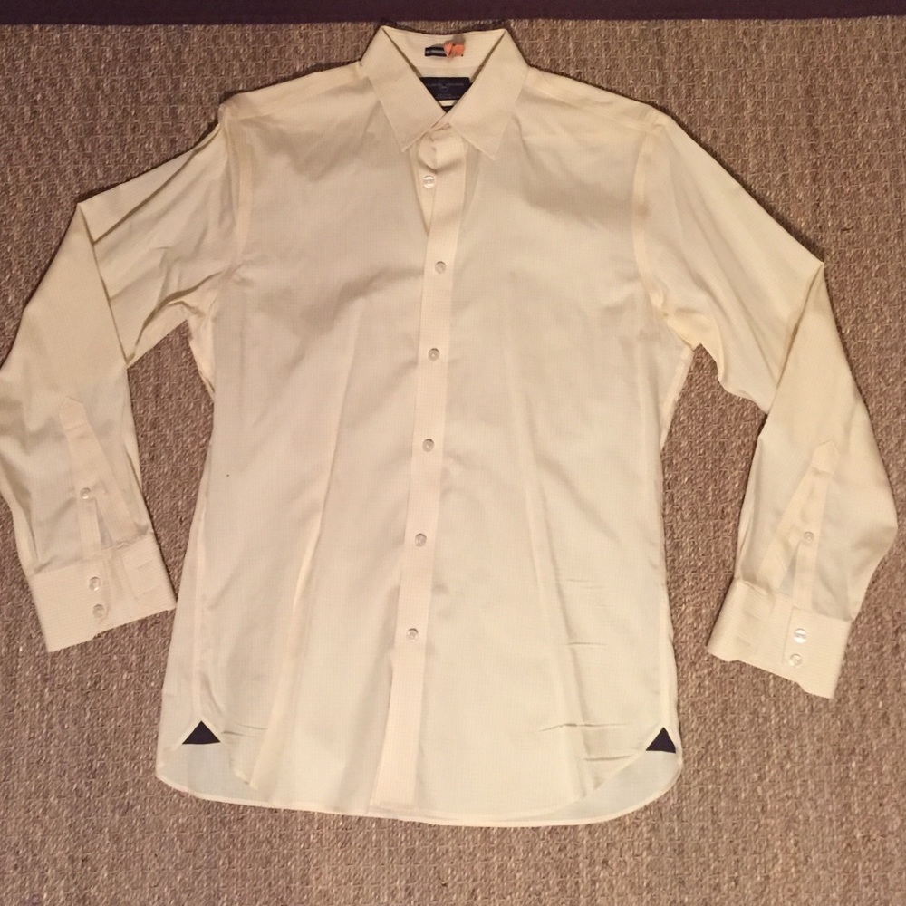 3/$18 SALE Yellow white small check dress shirt