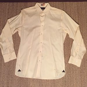 3/$18 SALE Yellow white small check dress shirt