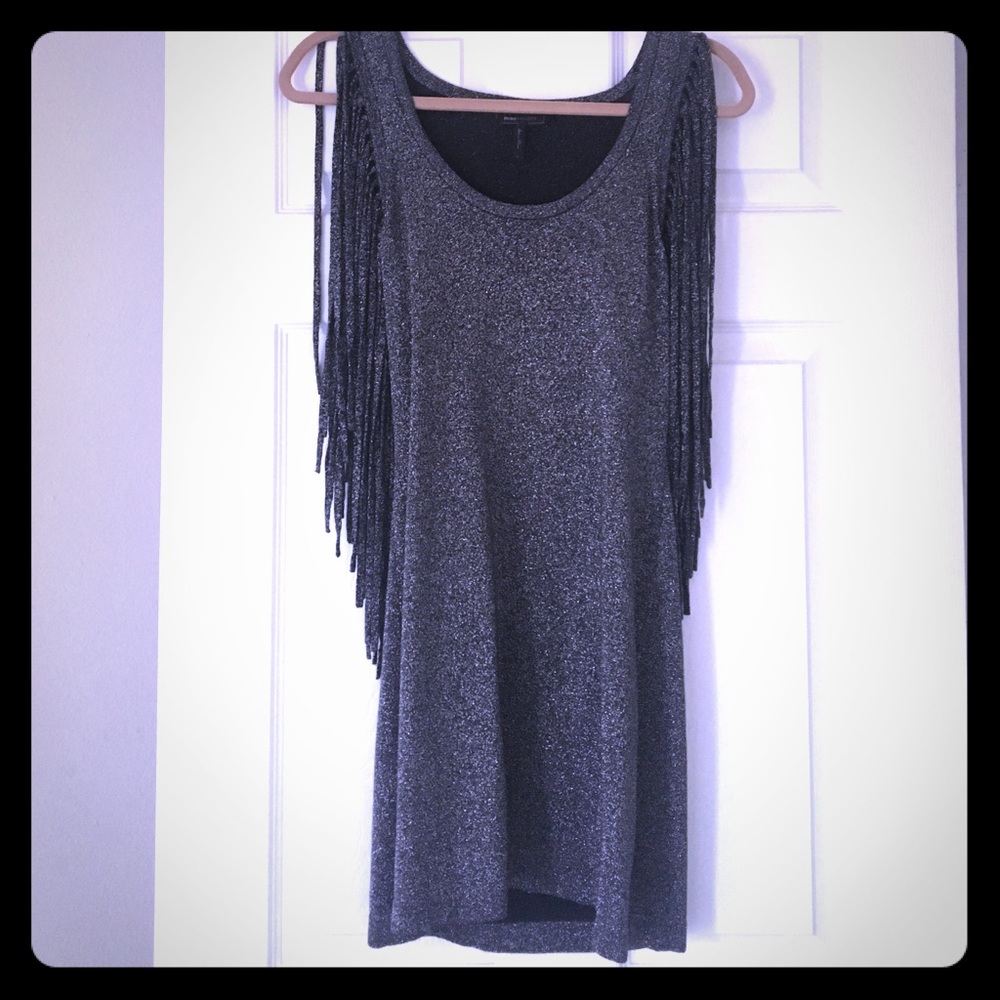 bcbg maxazria silver dress