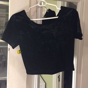 NWT Black Velvet Crop Top