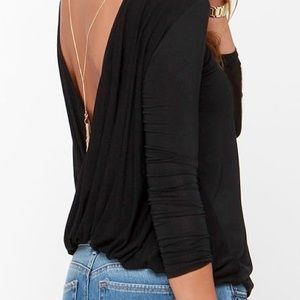 Express (one eleven) open back dark grey top