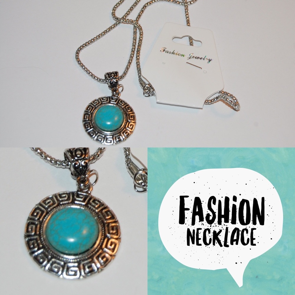 Fashion necklace, teal, approx 17 inches