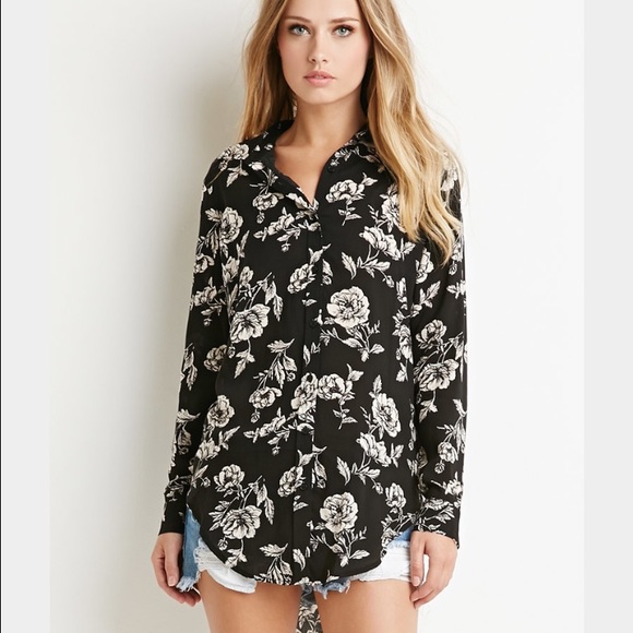 Forever 21 Tops - DONATING!! LAST CHANCE! Floral Longline Shirt